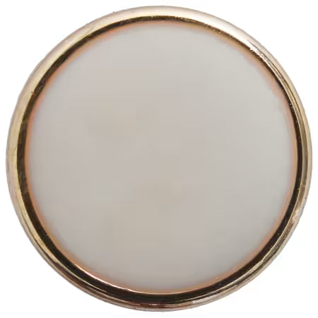 Basic Gold Rim Flat Button 11mm White 5pc