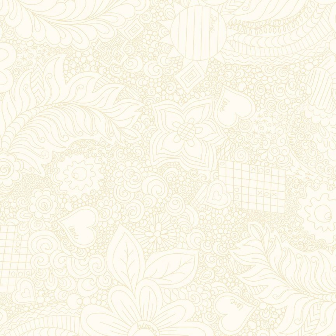 108" Wideback - Doodle Floral - Cream