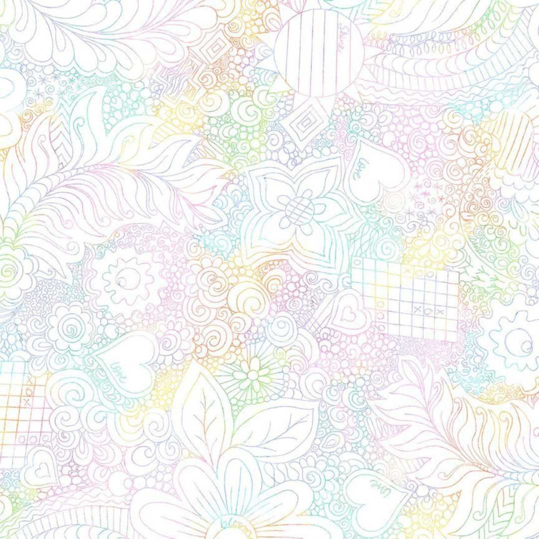 108" Wideback - Doodle Floral - Pastel