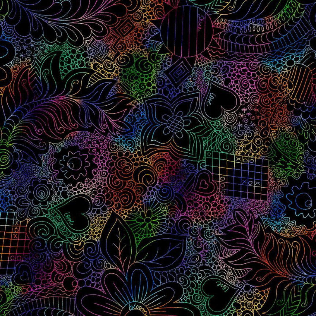 108" Wideback - Doodle Floral - Prism