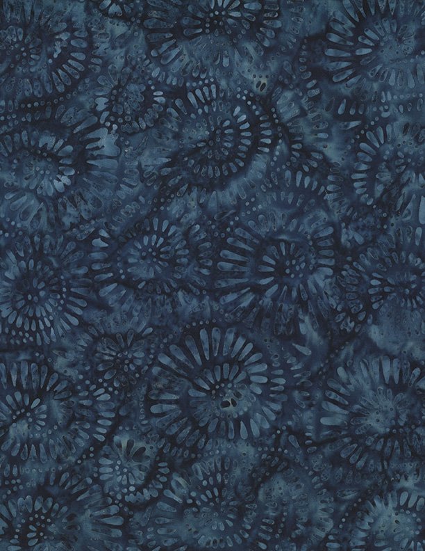 Desert Blossom Batik - Swirly Seeds - Navy Blue