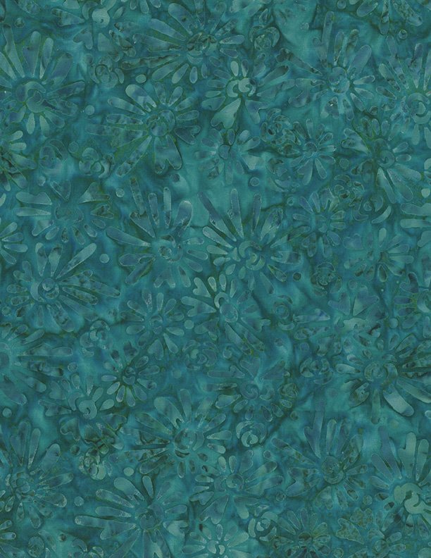 Desert Blossom Batik - Flowers - Blue Green