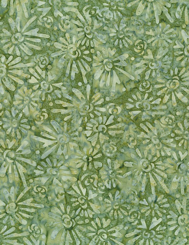 Desert Blossom Batik - Flowers - Olive Green