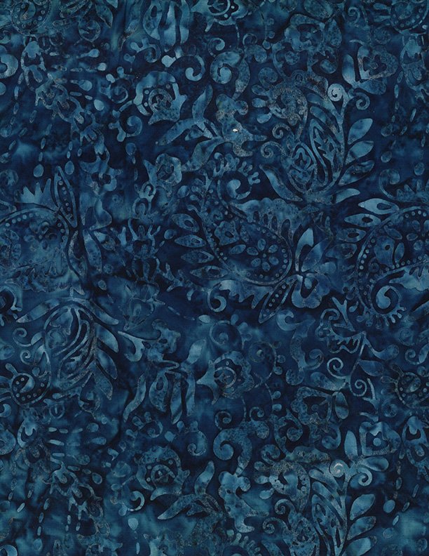 Desert Blossom Batik - Paisley & Flowers - Navy Blue