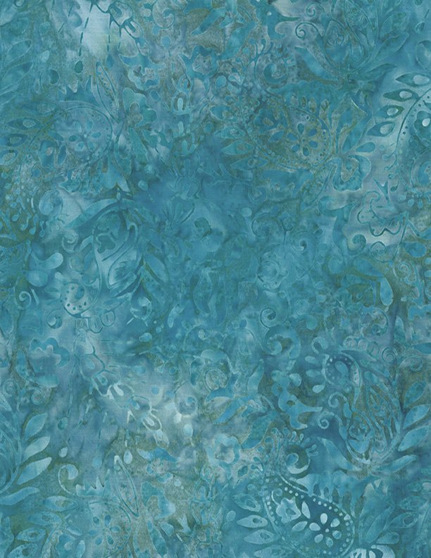 Desert Blossom Batik - Paisley & Flowers - Aqua Blue