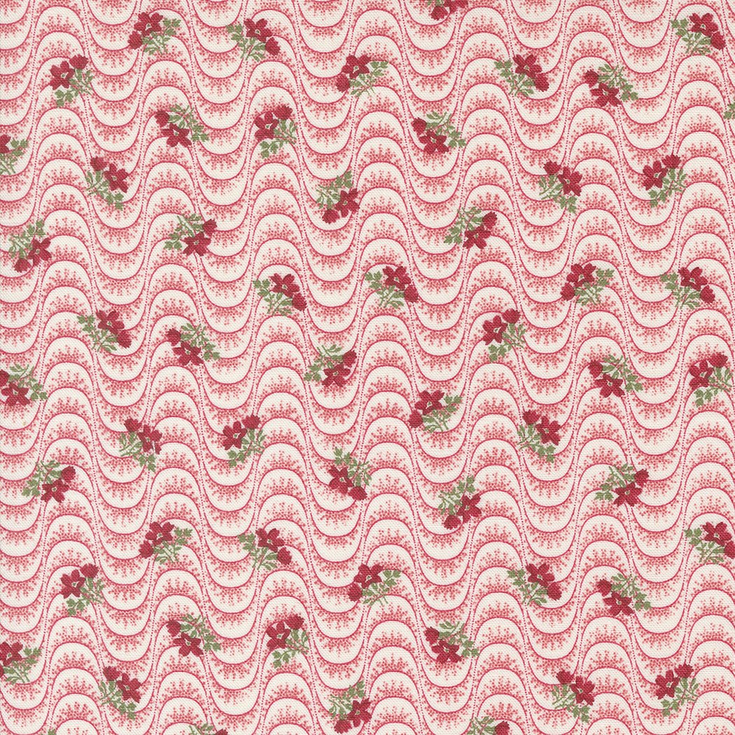 Grand Haven - Floral Moire - Cream Scarlet