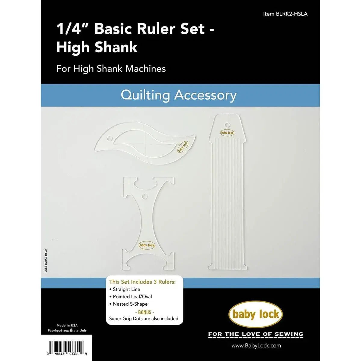 1/4" Basic Ruler Set - High Shank/ Longarm