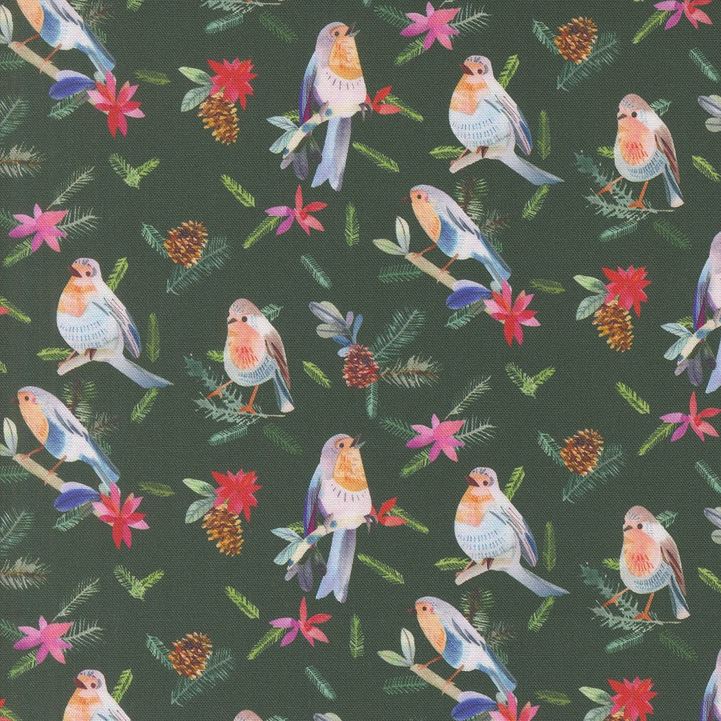 Love & Cheer - Robins with Pinecones - Evergreen