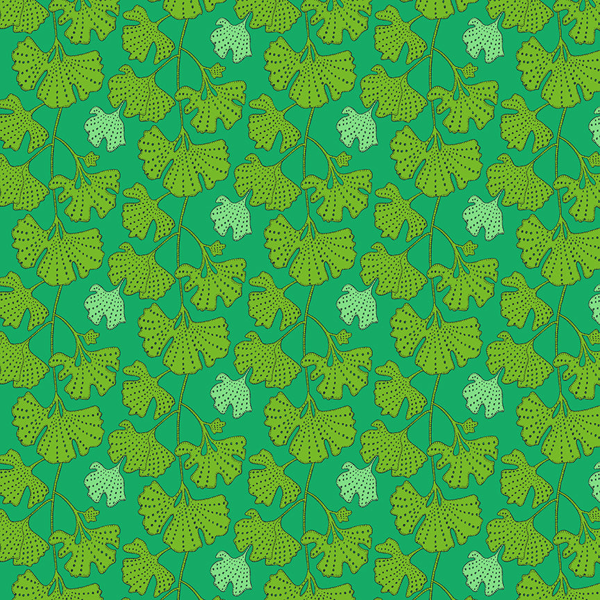 Pattern of green leaves on a green background