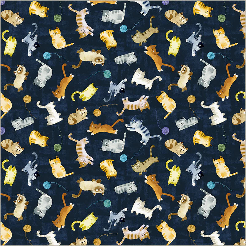 Cats Around Town - Playful Companions - Navy