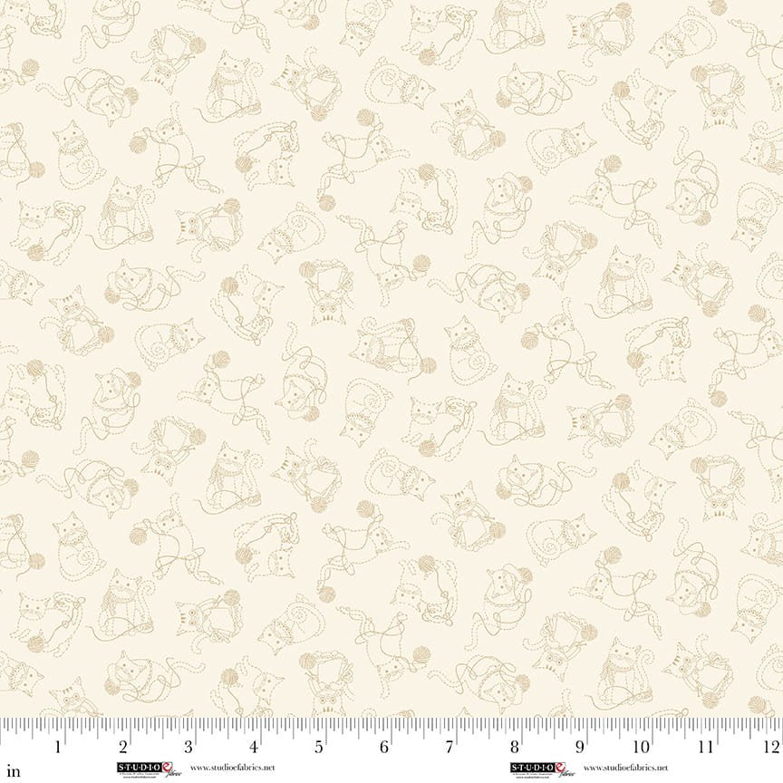 Knit1 Purr2 - Kitty Outline - Ecru