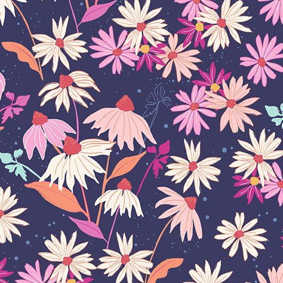 Petals & Stitches - Echinacea - Navy