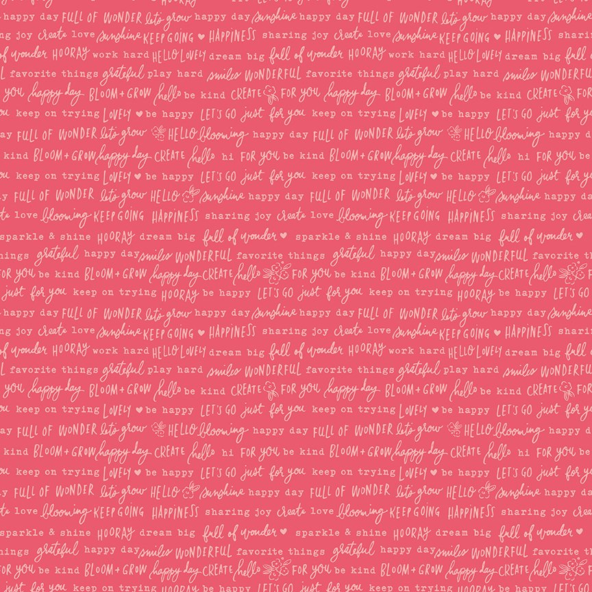 Floral Charms - Pretty Words - Raspberry