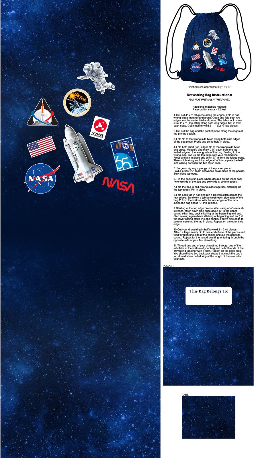 Space Odyssey - Canvas Bag Panel