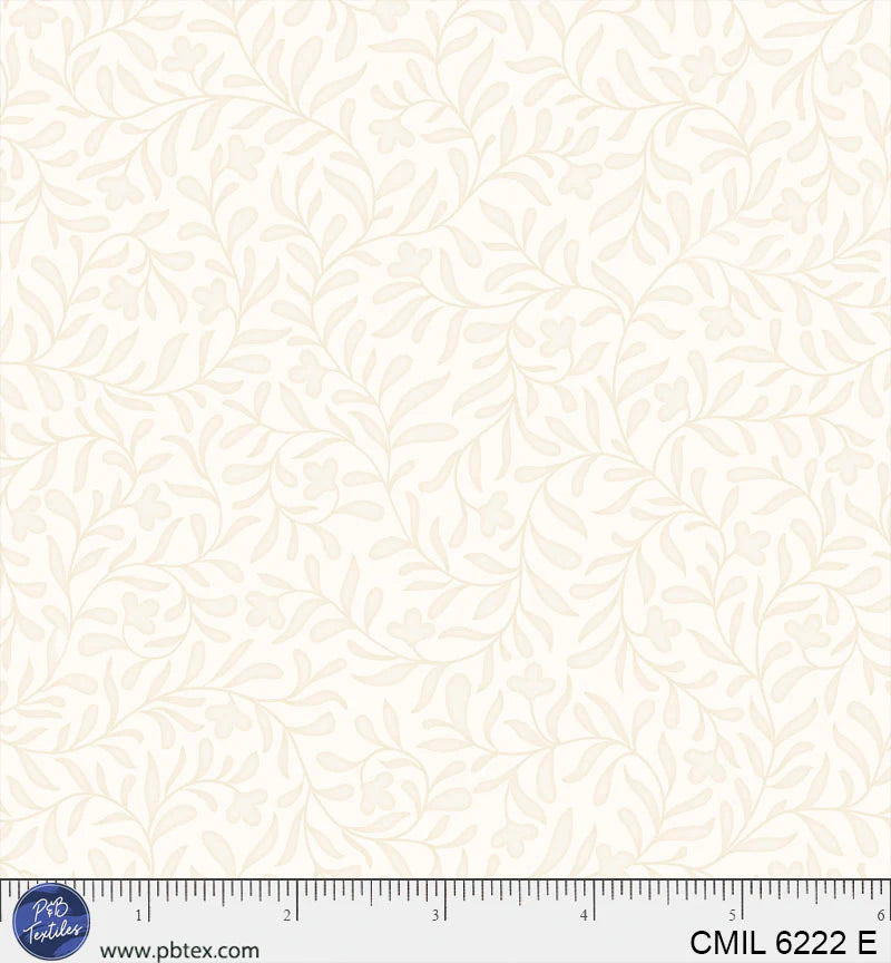 Textile pattern with a ruler at the bottom for scale on a cream background