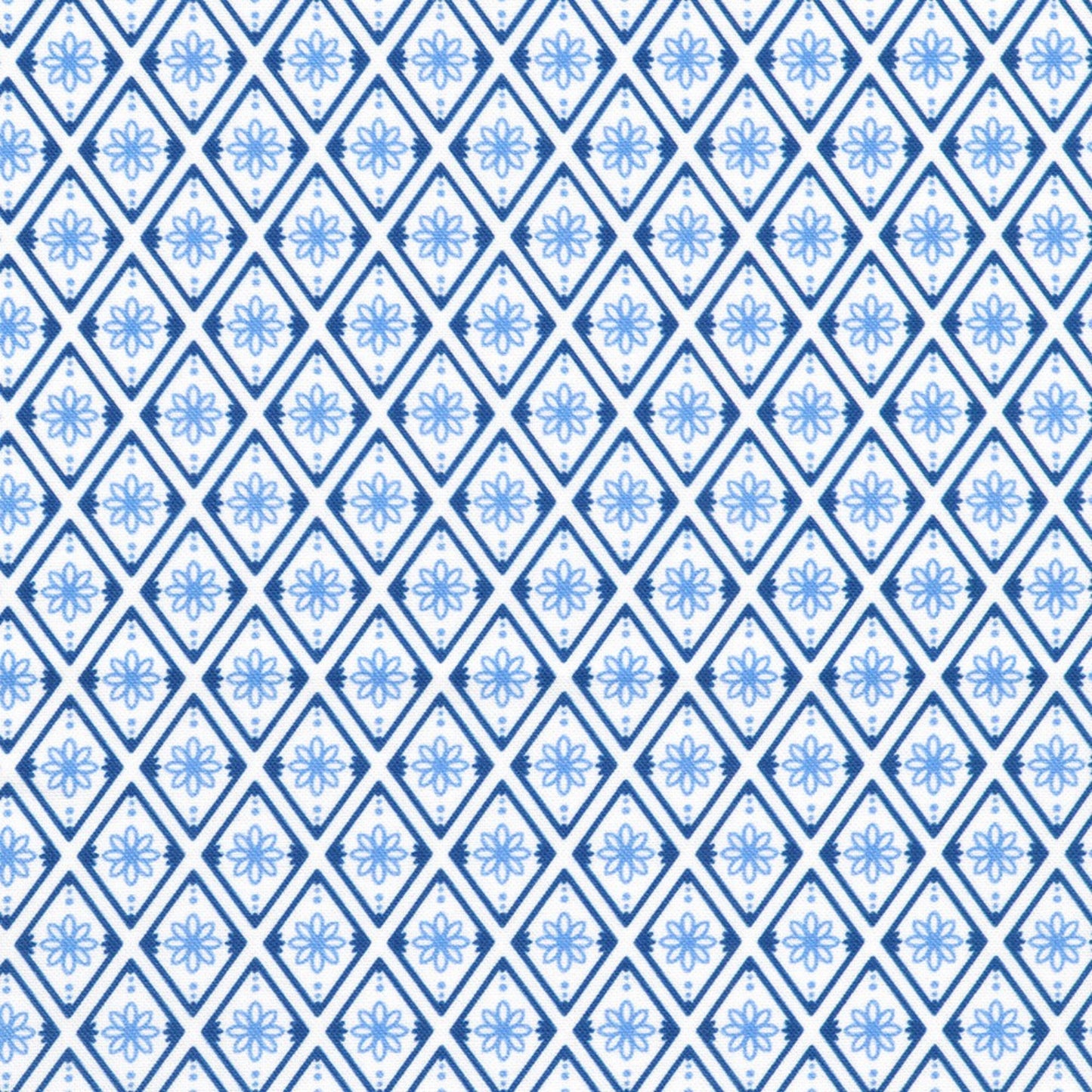 Blue and white geometric pattern with diamond shapes