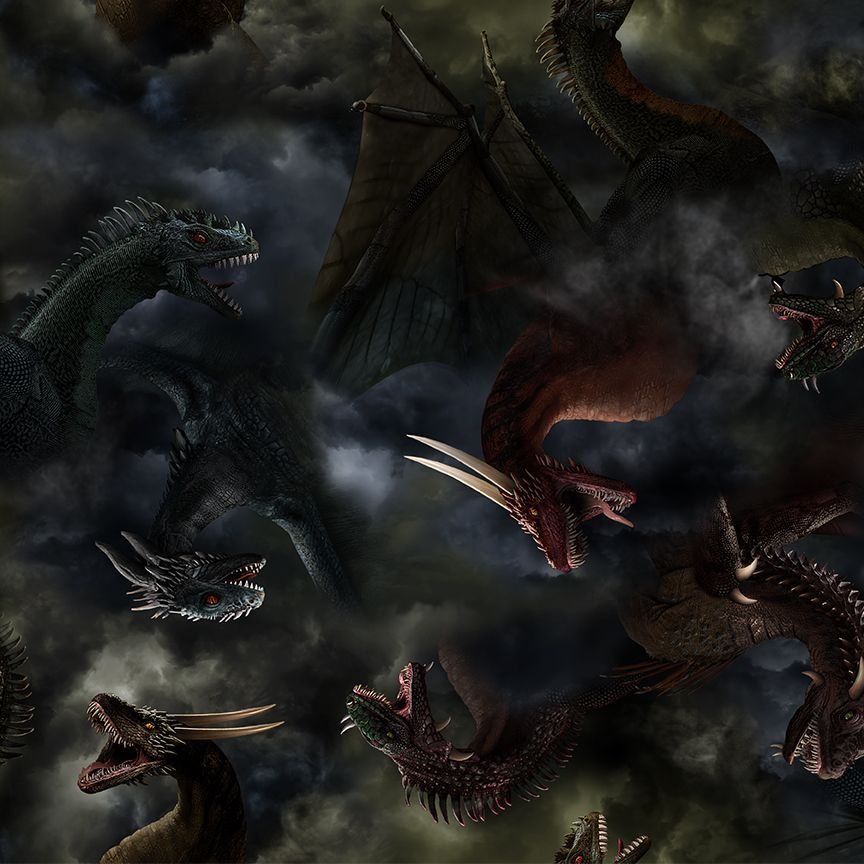 Tossed Dragons in Clouds