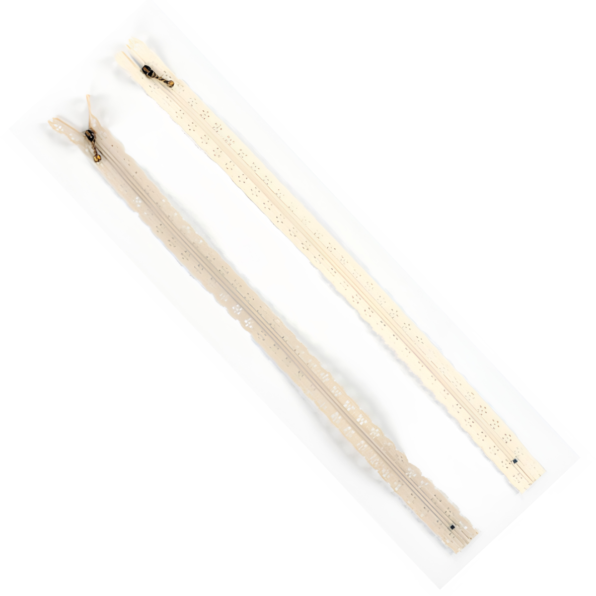 Two zippers on a white background