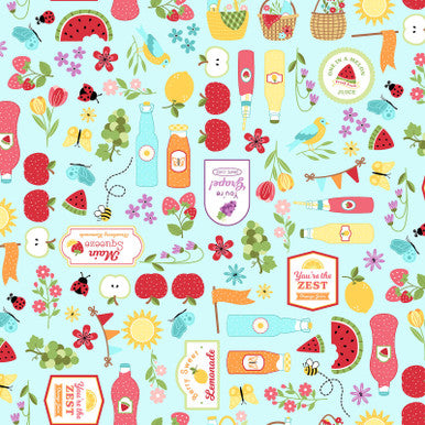 Sippin' On Sunshine - Focal Print - Aqua Blue
