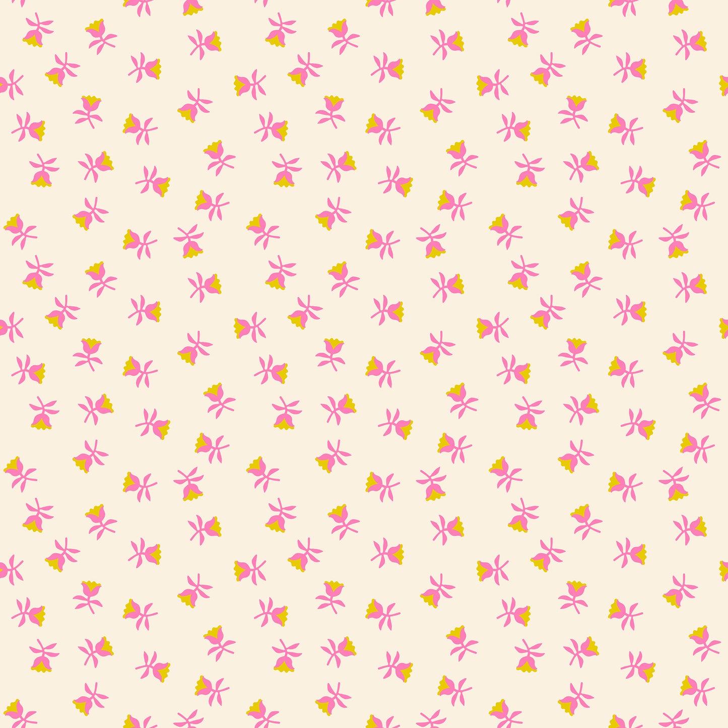 Pattern of pink and yellow bows on a light pink background
