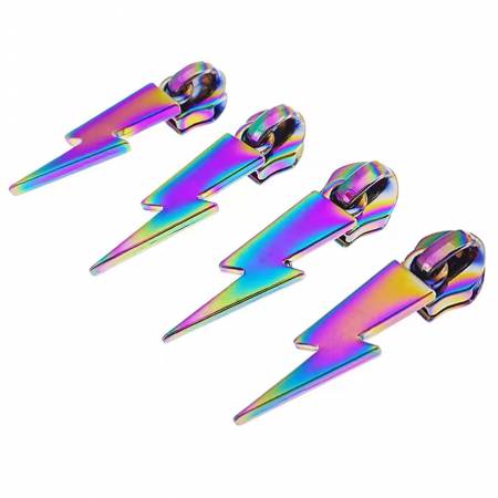 Iridescent Lightning Bolt Zipper Pulls - 4 pulls