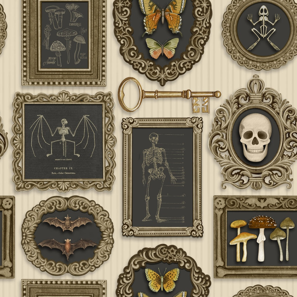 Collection of vintage-style illustrations and decorative elements on a textured background