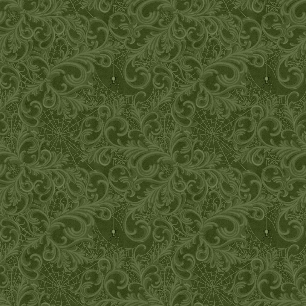 Dark green fabric with intricate floral pattern