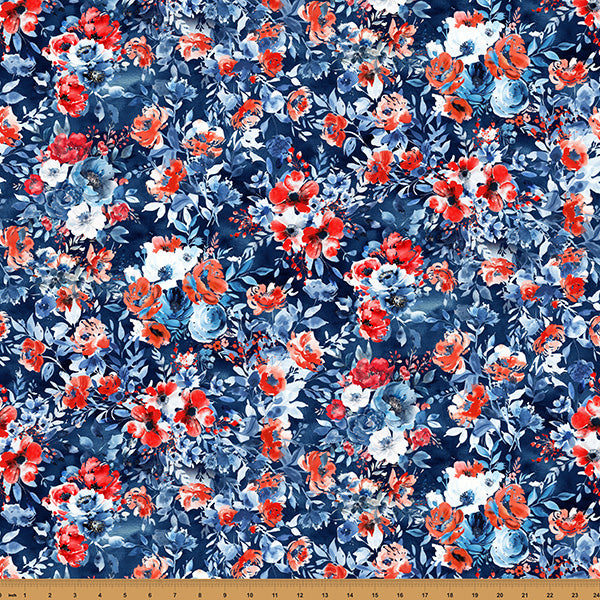 Red Truck Road Trip - Floral - Navy