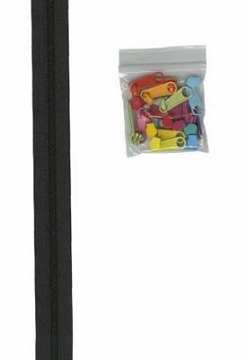 Zippers by the Yard - Black with Multi Pulls - 4 yards