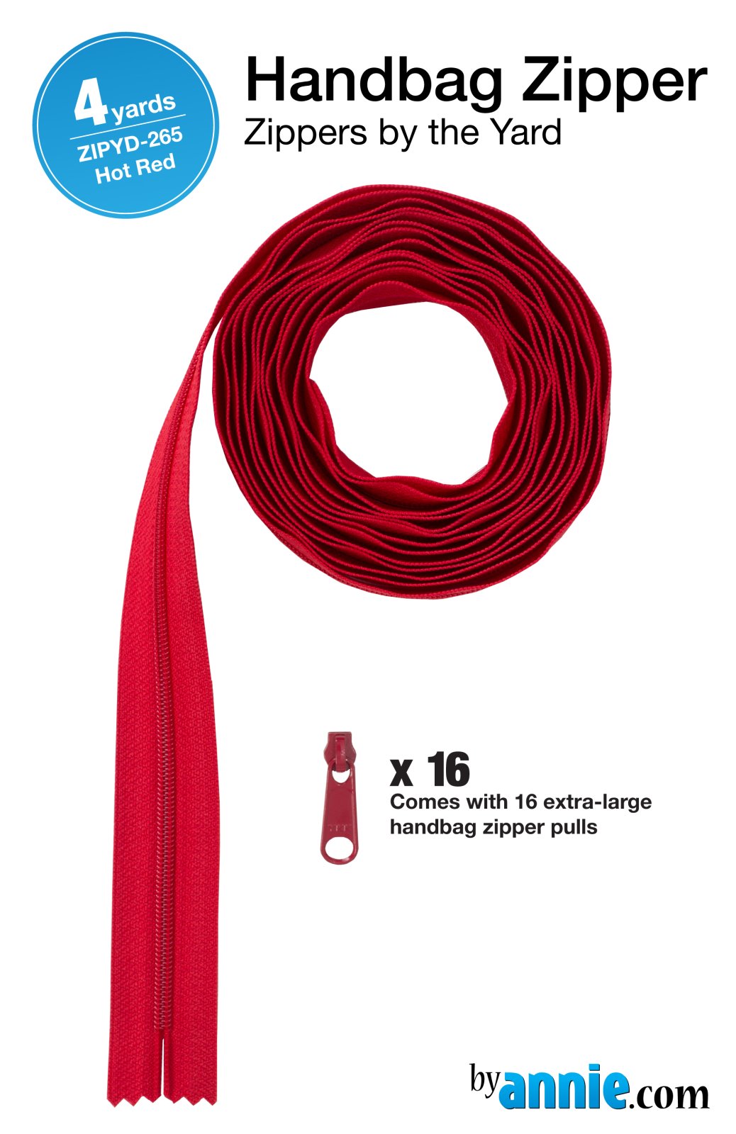 Zippers by the Yard - Hot Red - 4 yards