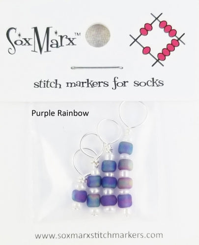 Stitch Markers - Purple Rainbow for Socks