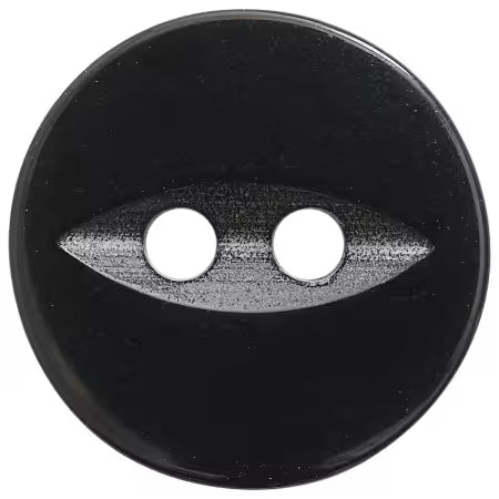 Basic Fish Eye Button Round 14mm Black 8pc