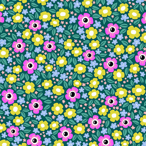 Ghostly Garden - Floral Fright - Teal