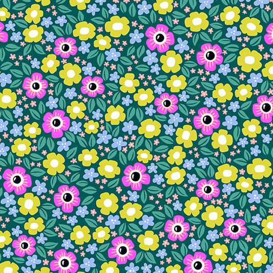 Ghostly Garden - Floral Fright - Teal