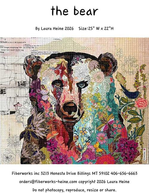 Colorful bear artwork with floral patterns, titled 'the bear' by Laura Heine, 2026.
