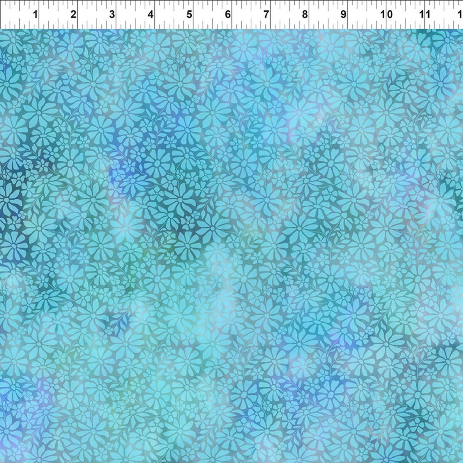 Blue floral patterned fabric with a gradient effect