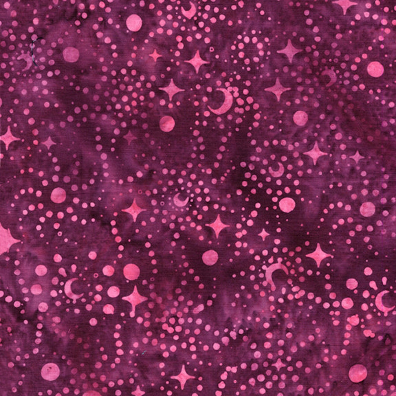 Moon and stars on red-purple background