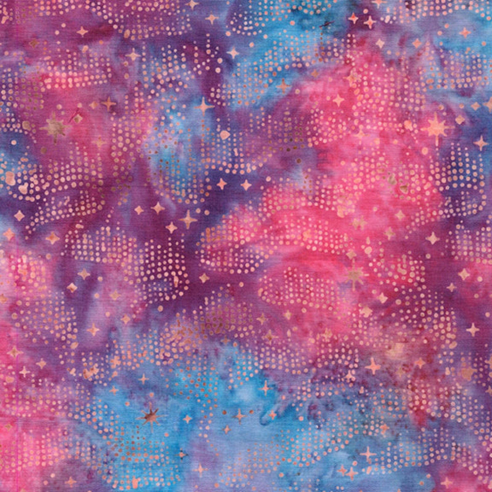 Colorful abstract pattern with pink and blue hues on a fabric background