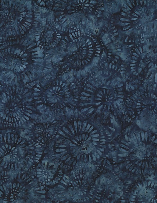 Desert Blossom Batik - Swirly Seeds - Navy Blue