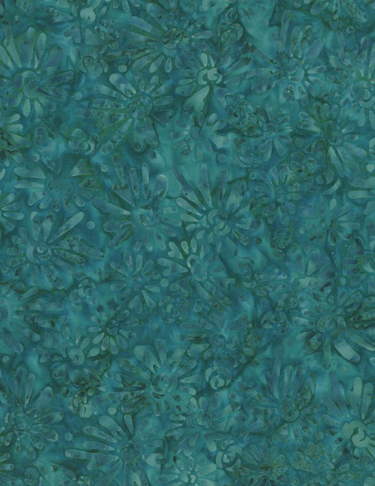 Desert Blossom Batik - Flowers - Blue Green