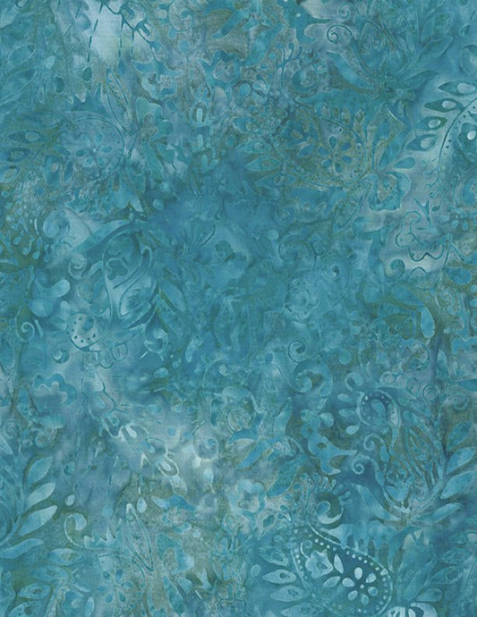 Desert Blossom Batik - Paisley & Flowers - Aqua Blue