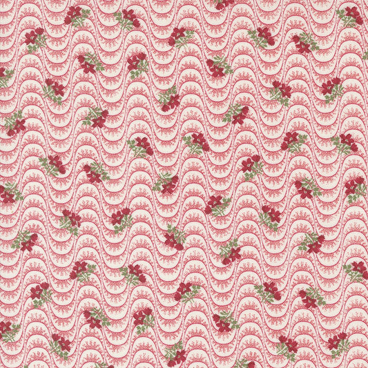 Grand Haven - Floral Moire - Cream Scarlet