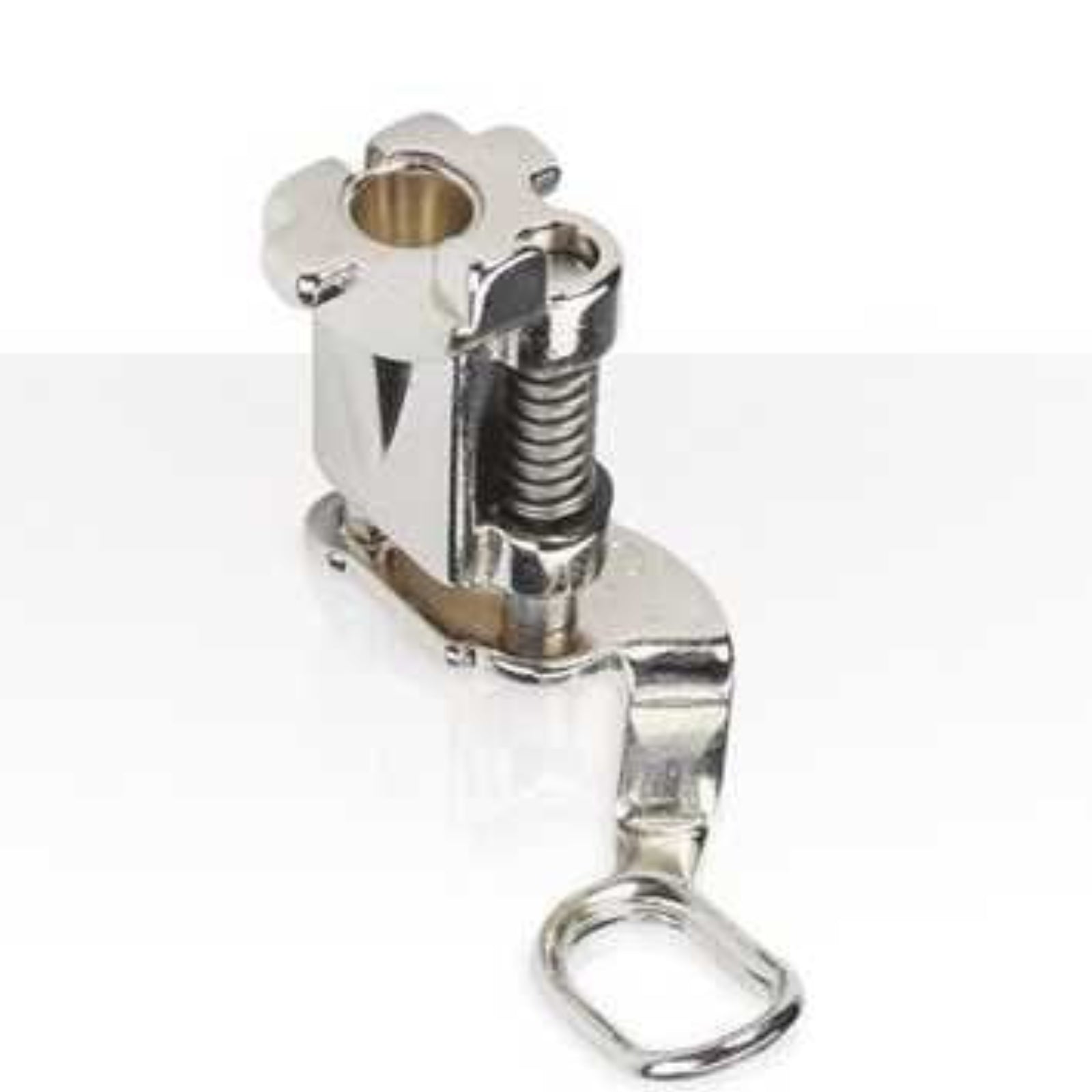 Metal embroidery or quilting foot with a spring