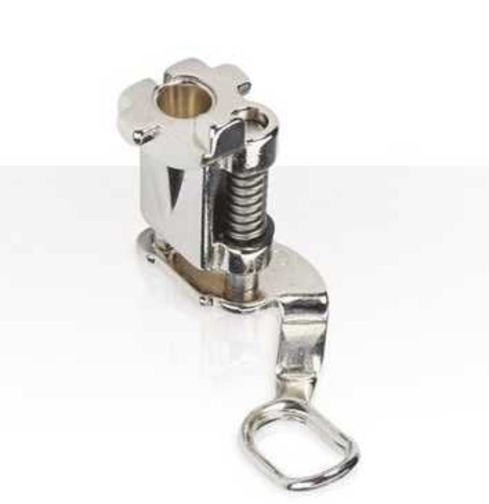 Metal embroidery or quilting foot with a spring
