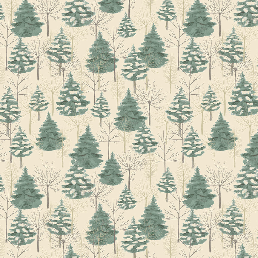 Pattern of green trees on a beige background