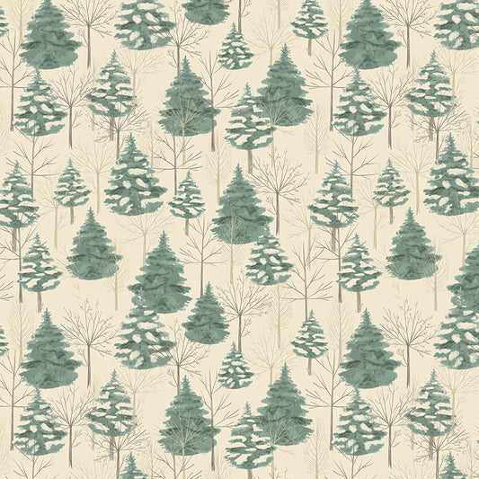 Pattern of green trees on a beige background
