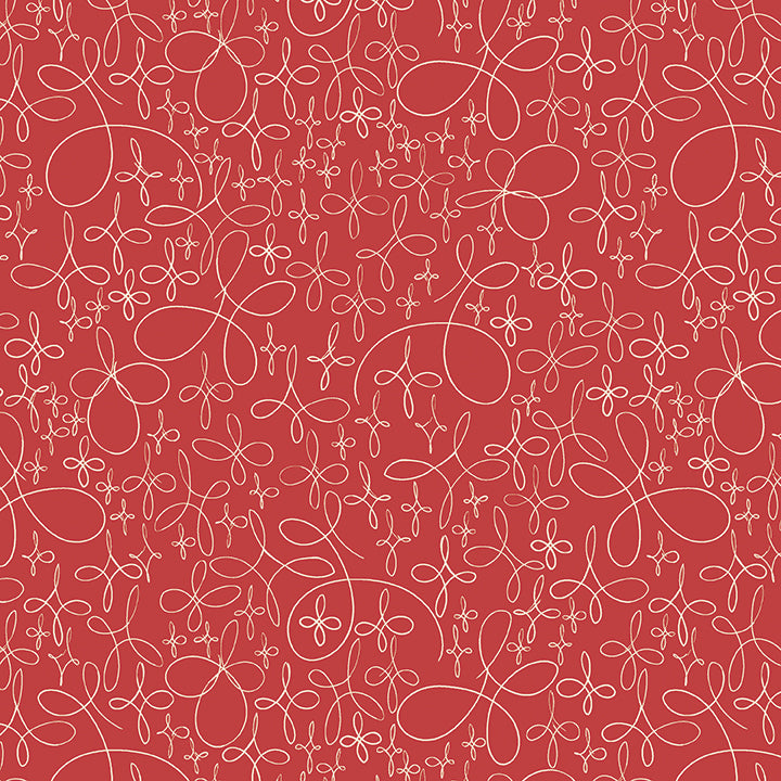 Red background with white floral pattern