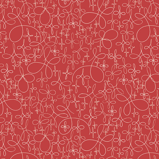 Red background with white floral pattern