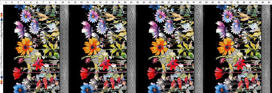Blooming Day & Night - Border - Black