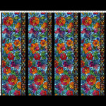 Colorful floral pattern fabric with black border